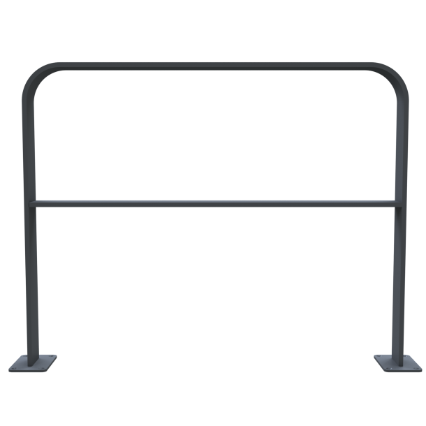 Lean-on hoop made of flat bar steel | bent, 80 x 12 mm | in curved design | with cross bar | total width: 1000 mm | hot-dip galvanized